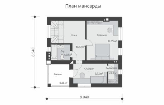 Дом с мансардой и балконом